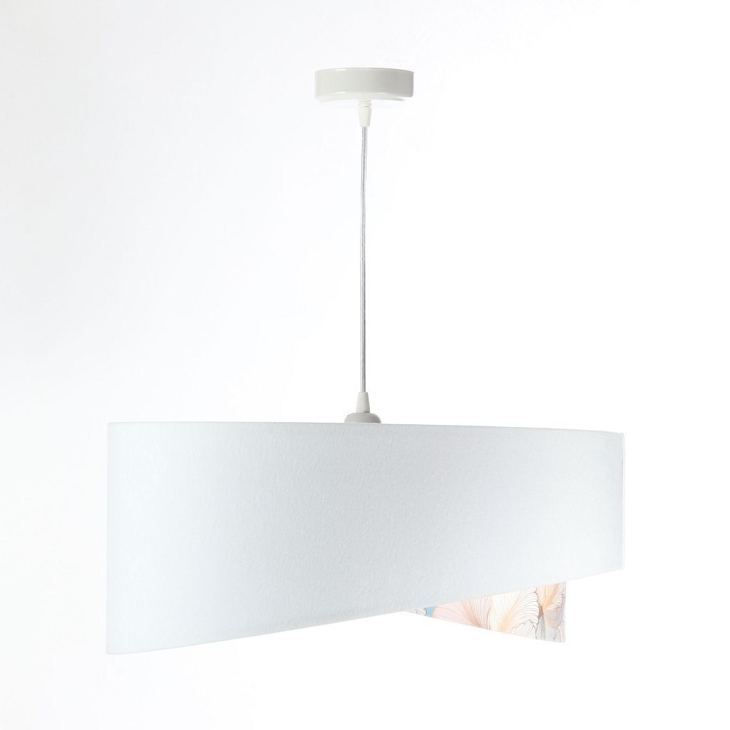 Suspension Blanc Crème E27 rond Ø 50 cm Tissu aspect velours