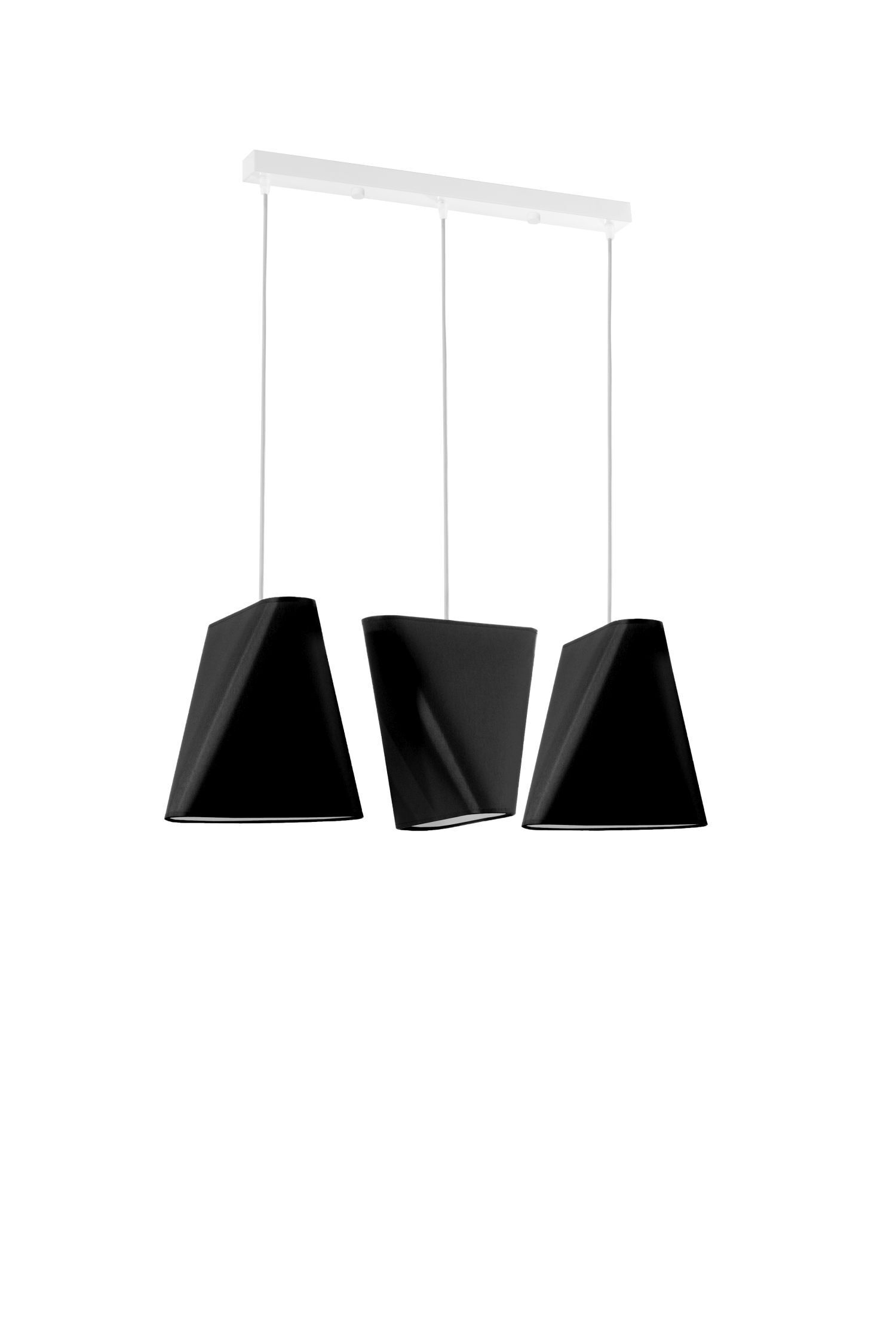 Lampe à suspendre Table de salle à manger 3 flammes Noir Blanc Tissu