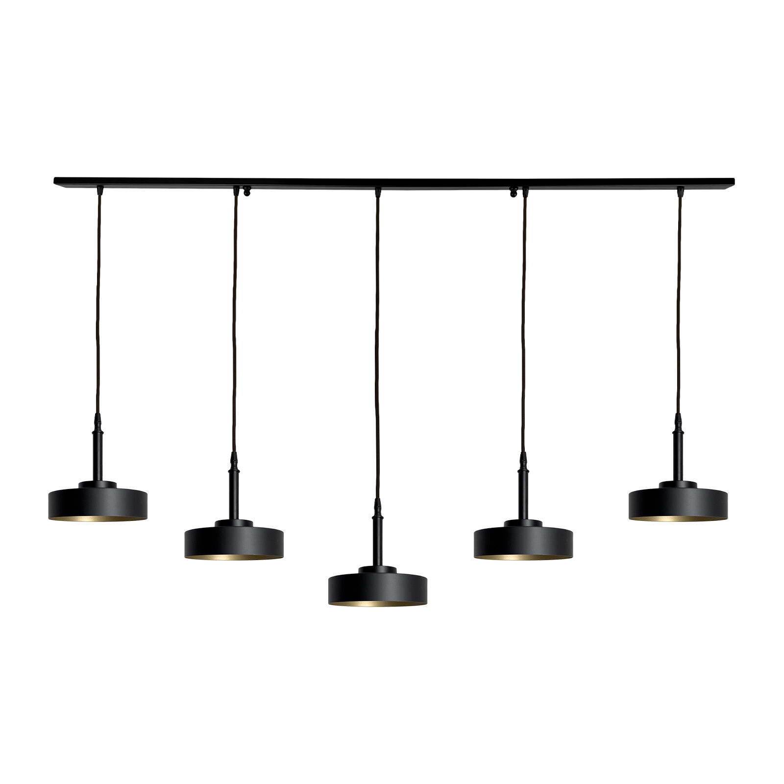 Suspension grande L : 150 cm laiton fer en noir or E27