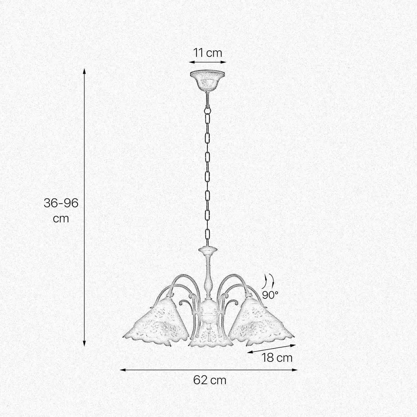 Lampe à suspendre laiton céramique en blanc bronze antique 5x E27