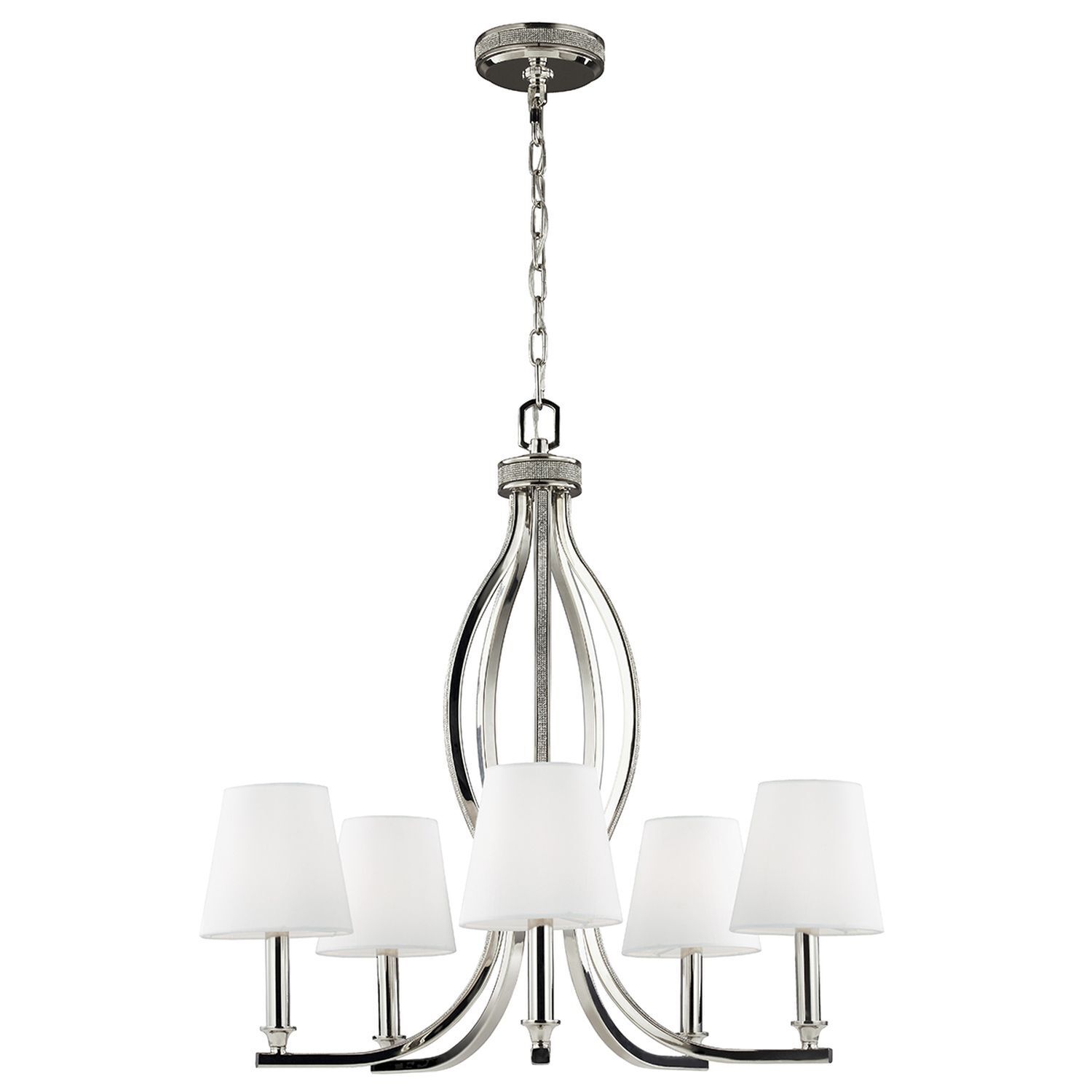 Lustre avec abat-jour Soie Métal en blanc Nickel E14