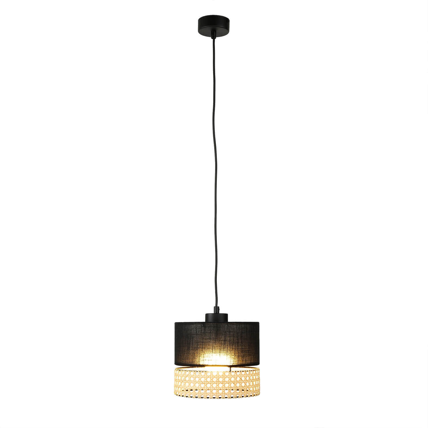 Lampe à suspendre Moderne Noir Marron E27 Abat-jour en tissu