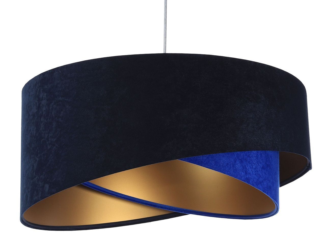Lampe à suspendre Bleu Or E27 Ø 50 cm Tissu Abat-jour aspect velours