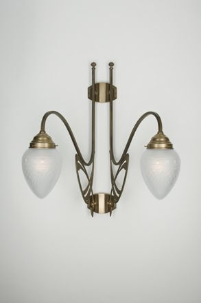 Applique Art Nouveau Berliner laiton verre L:55 cm E27