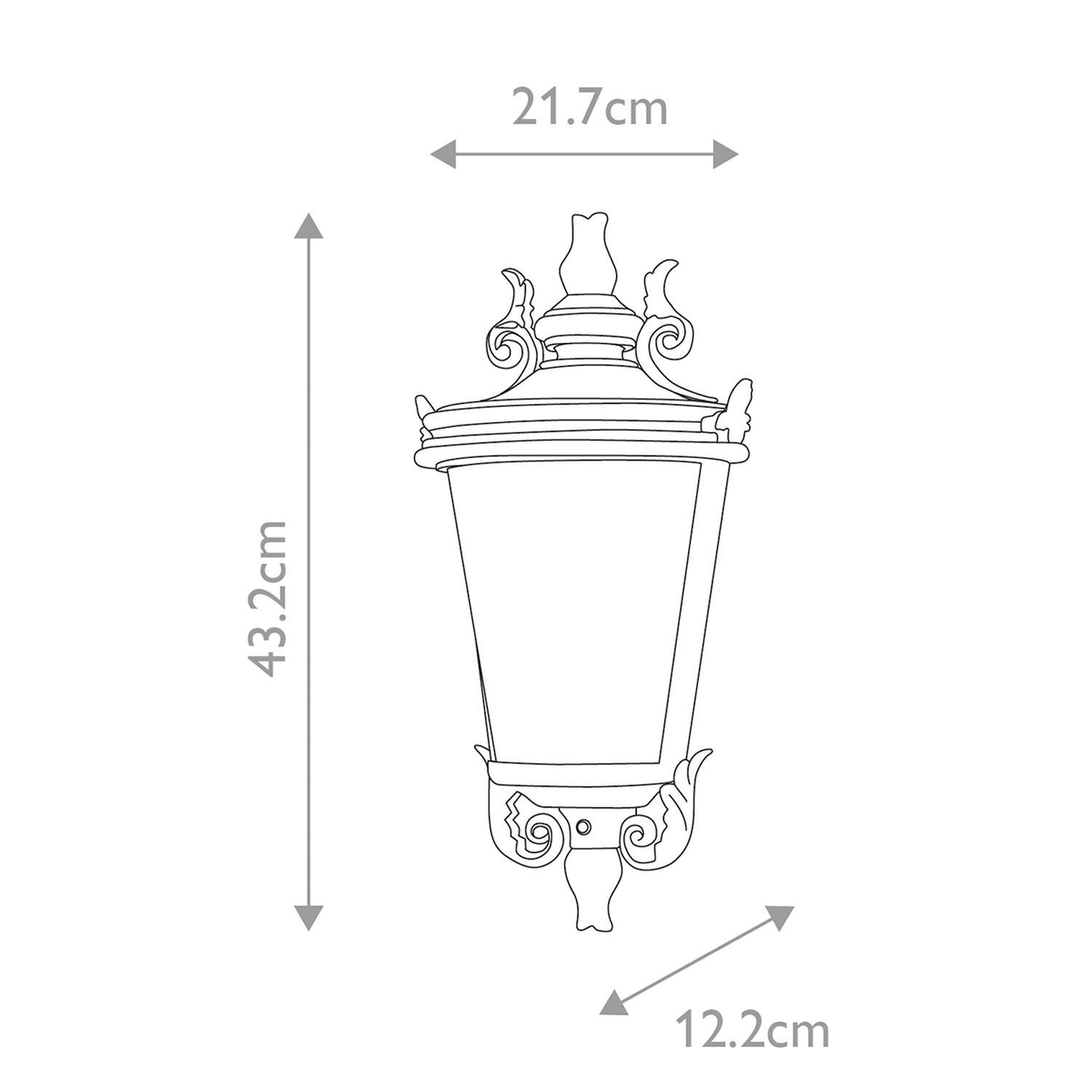 Applique extérieure verre fumé aluminium IP44 H : 43,2 cm Lampe