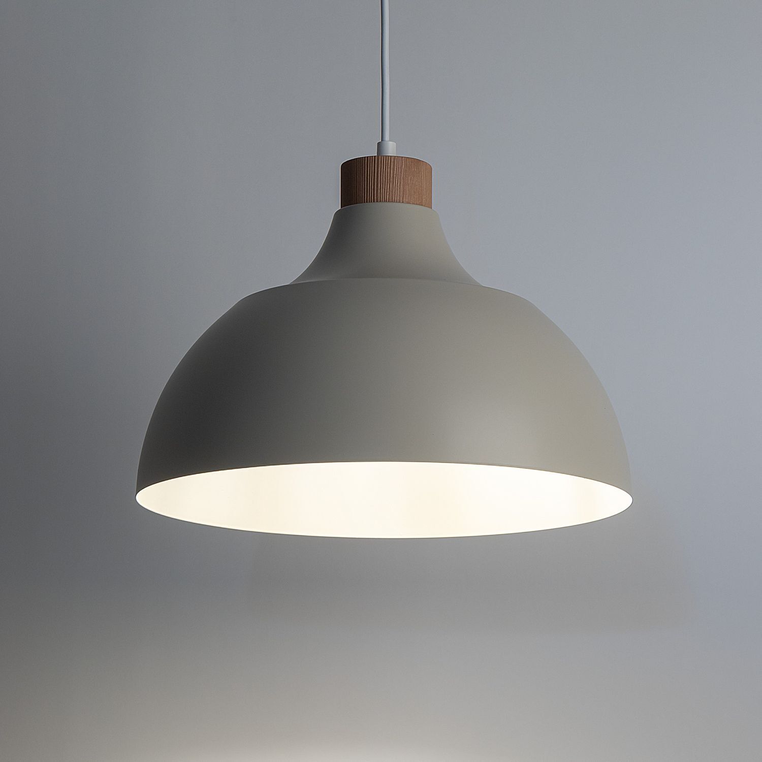 Lampe à suspendre métal bois Ø 34 cm Retro Beige E27