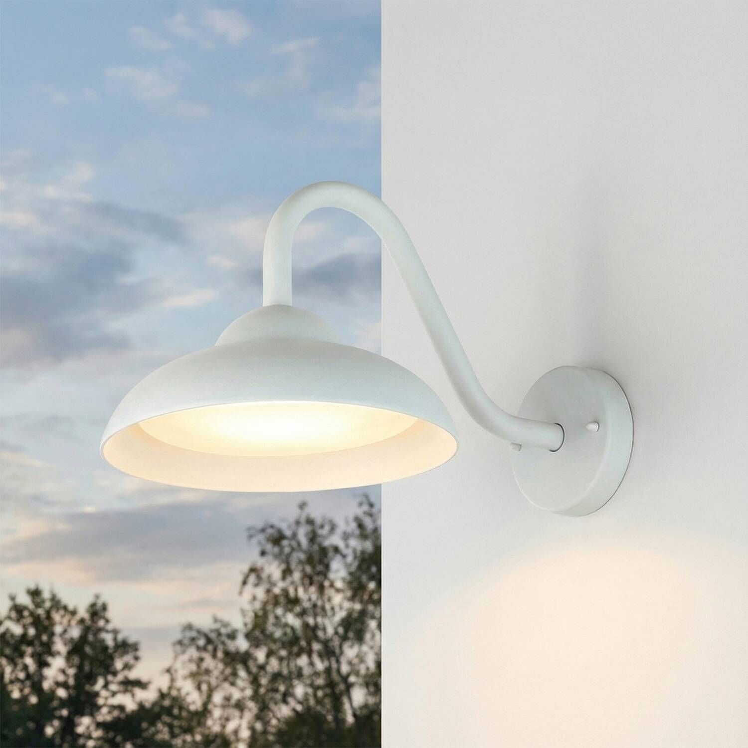 LED Wandleuchte außen Aluminium IP54 1200 lm Weiß Wandlampe, Außenlampe, Lichtkopf, Metallarm, weiß