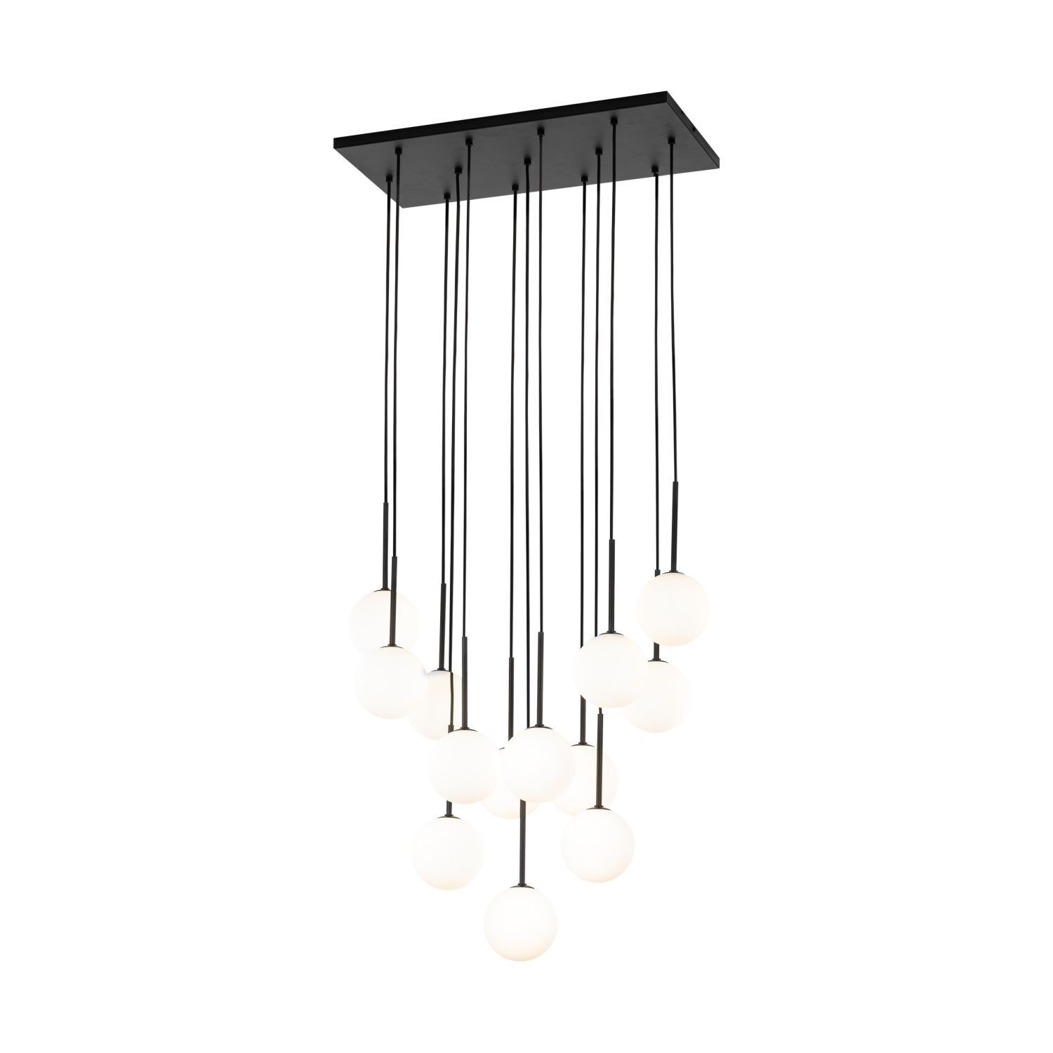 Suspension Boule Verre Métal L : 60 cm Noir Blanc 13x G9 Leuchter, Lampe