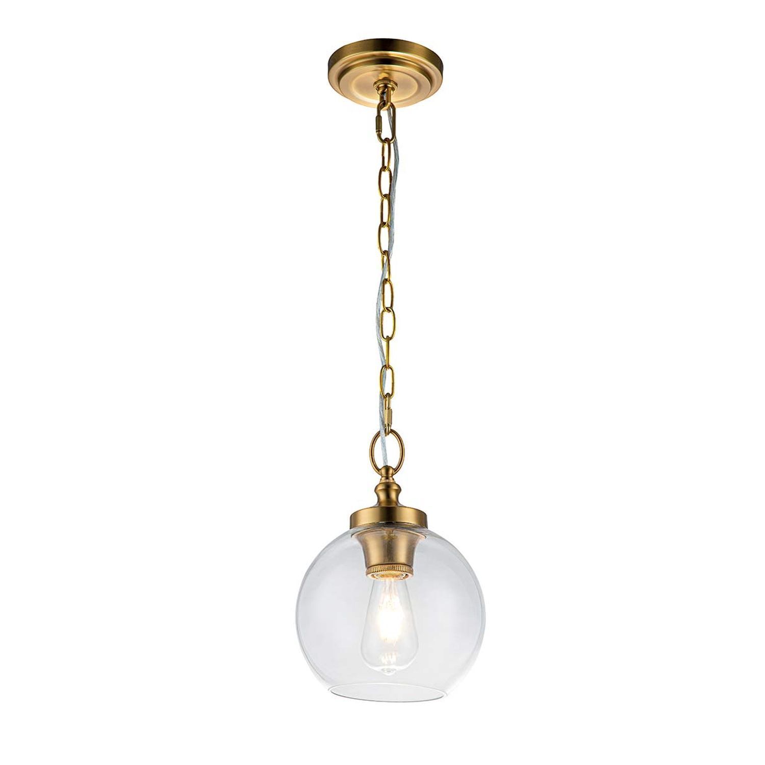 Lampe à suspendre métal verre ronde D : 21,6 cm H : max. 196,9 cm E27