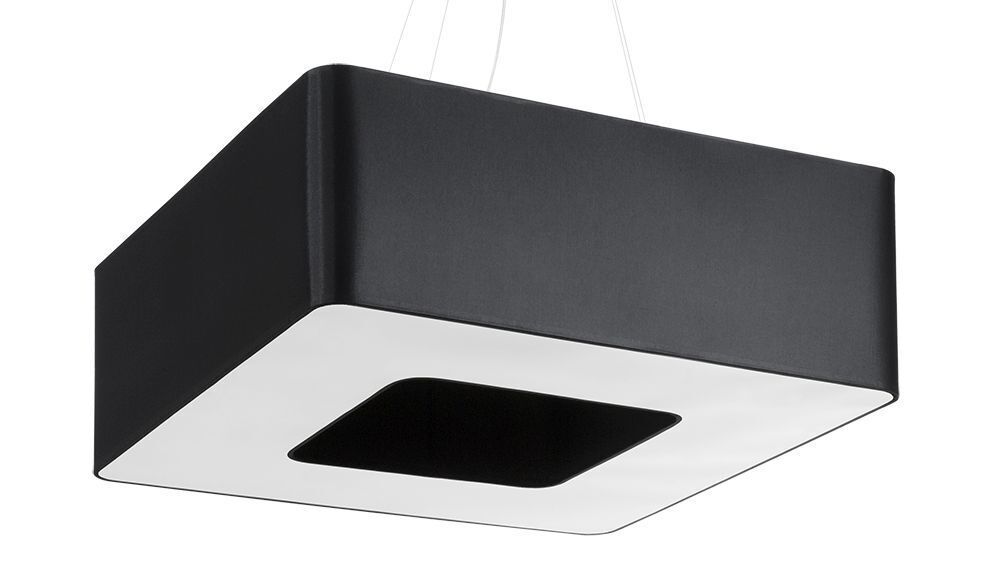 Lampe à suspendre carrée L : 60 cm Noir tissu anti-éblouissant 8x E27