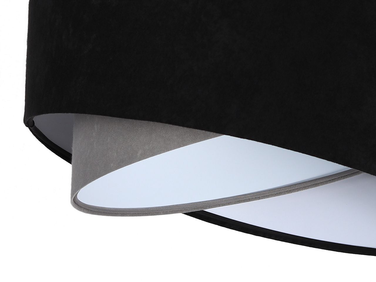 Lampe à suspendre Noir Gris E27 ronde Ø 50 cm Tissu aspect velours