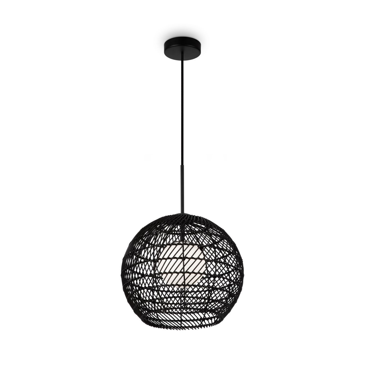 Suspension métal verre G9 ronde D : 30 cm noir blanc