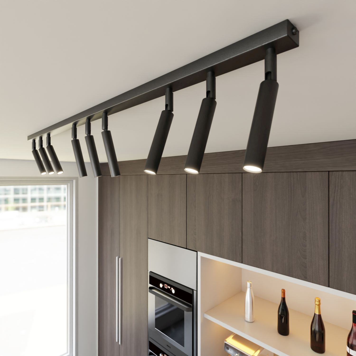 Spot de plafond réglable noir métal G9 116 cm de long