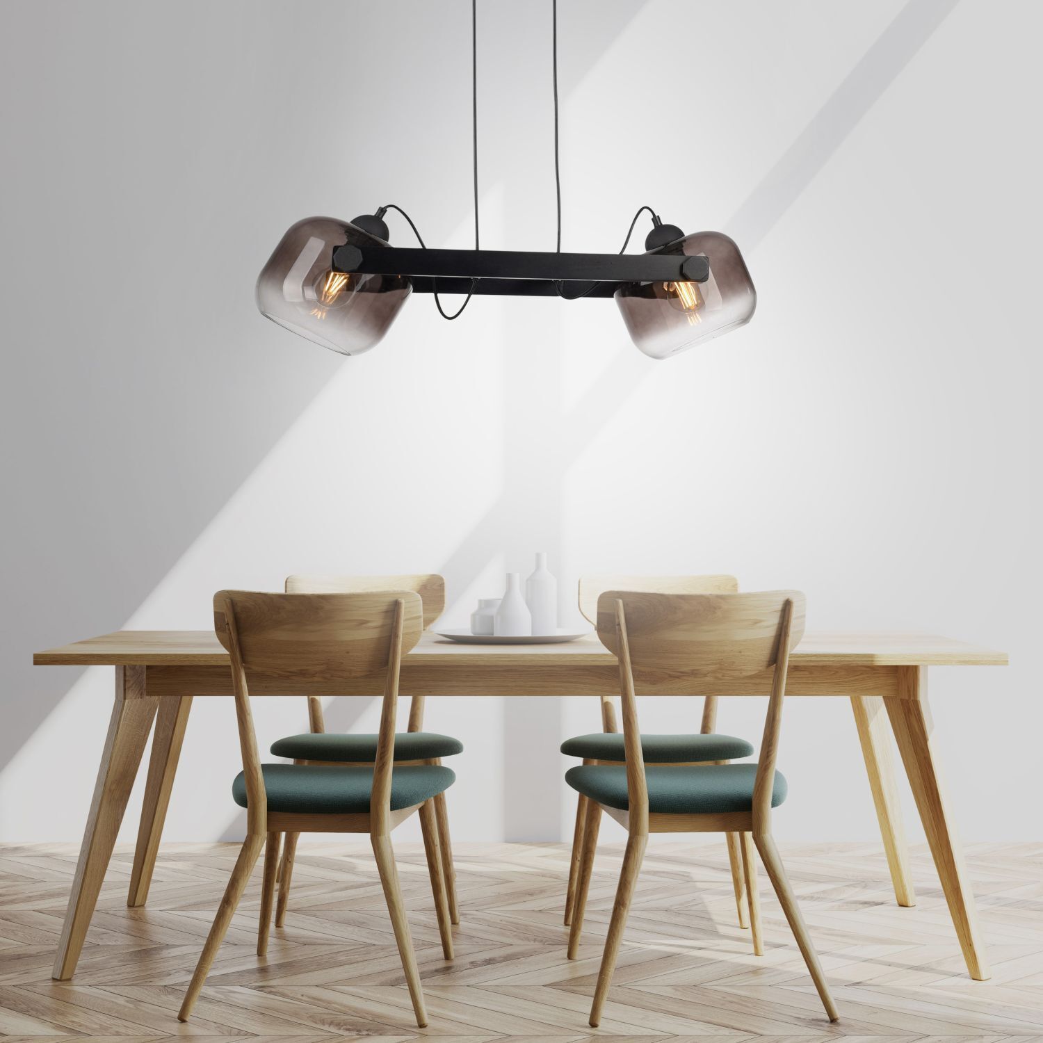 Lampe à suspendre verre métal E27 68 cm 2 flammes orientable