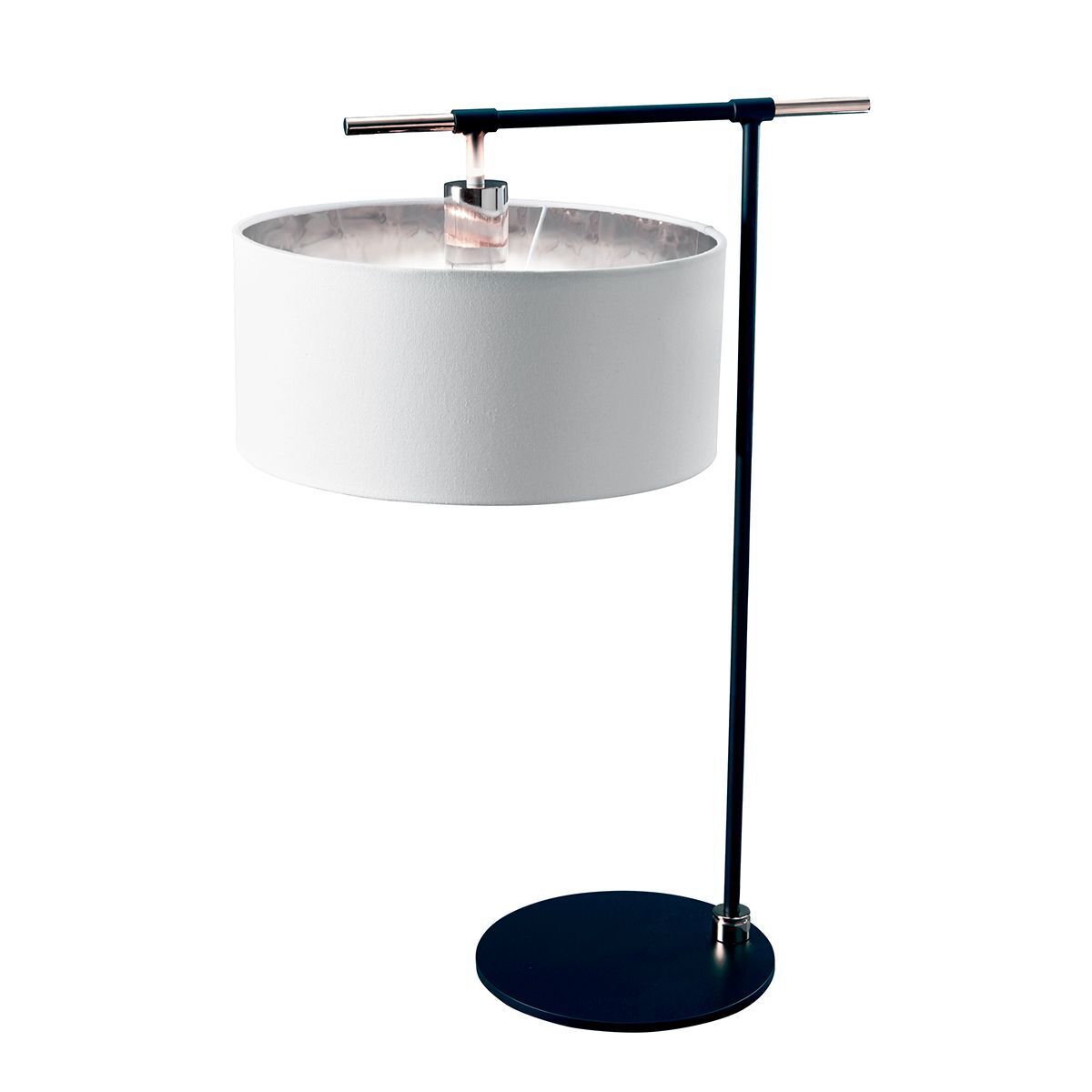 Lampe de table salon noir blanc nickel poli E27 66 cm