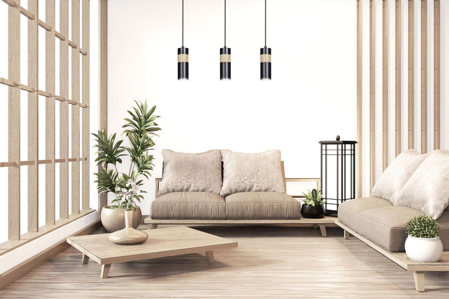 Suspension Noir Scandinave 3 flammes GU10