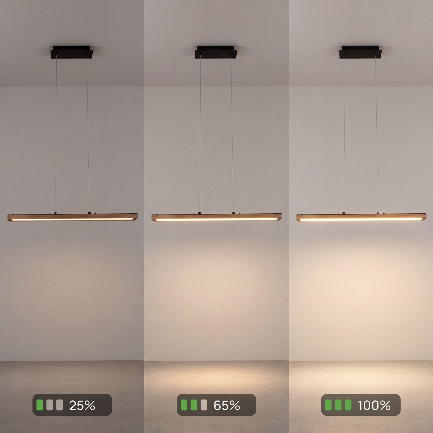 haengelampe-wohnzimmerlampe-holz-led-leuchte-dimmbar-saalweil-1x-led-mit-20w-leuchtmittel-inklusive-schwarz-natur-le116053-04 pendant light, linear chandelier, hanging lamp, wooden bar, three lights