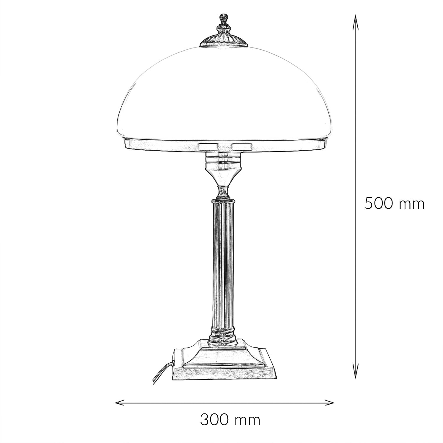 Lampe de table MARLOW 50cm en laiton antique Art Nouveau