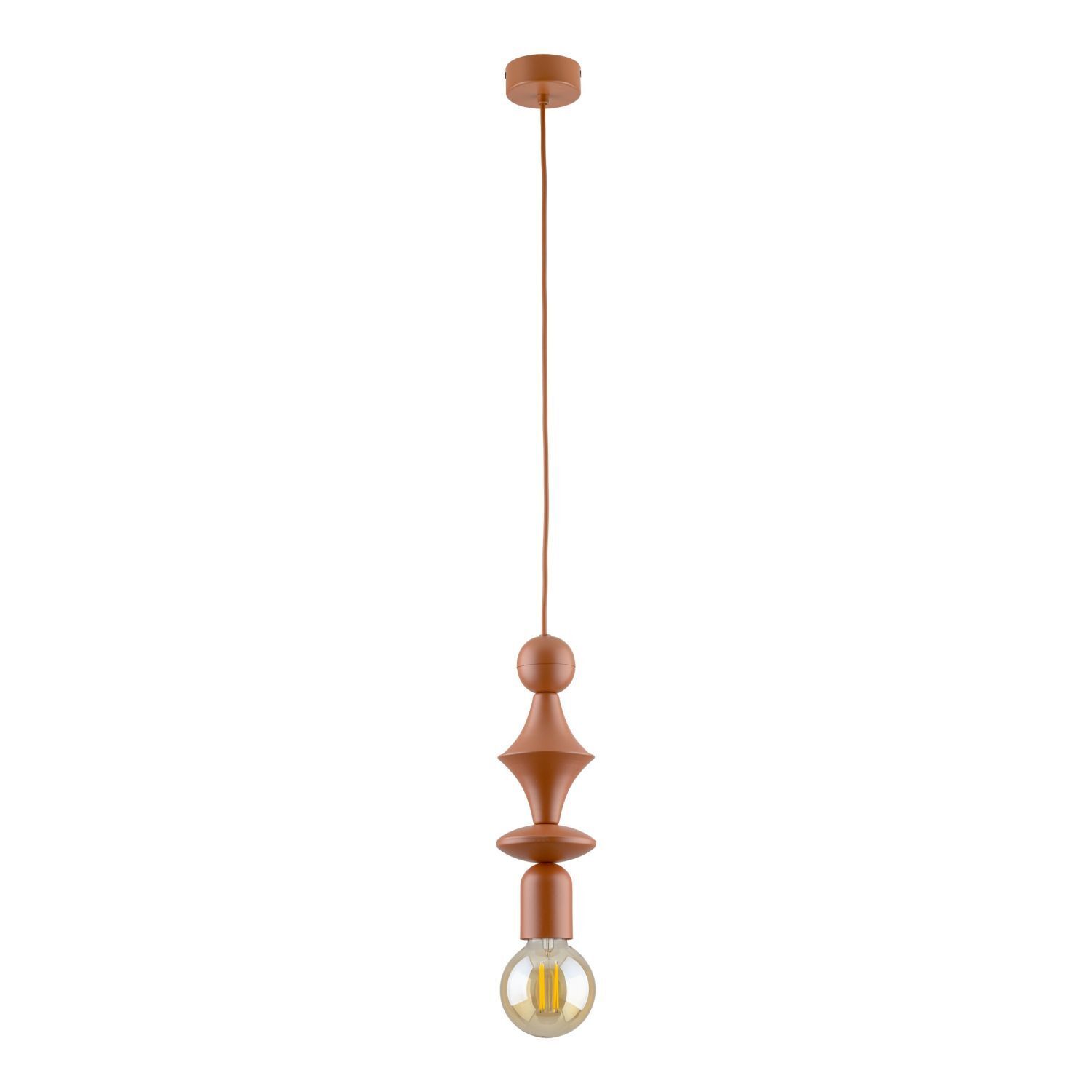 Lampe à suspendre rouge brique métal Ø10 cm E27 minimaliste