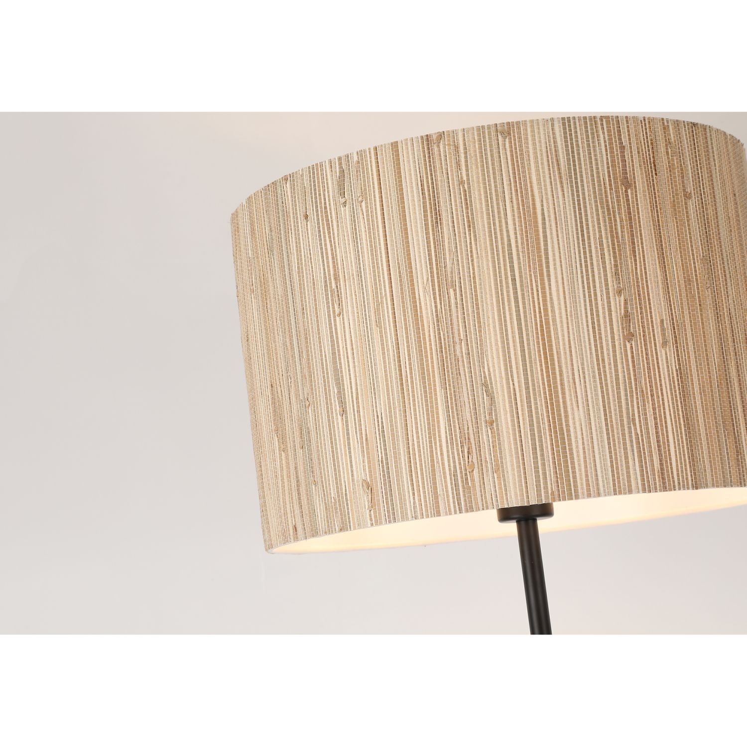 Lampadaire rond bambou métal E27 159 cm noir naturel