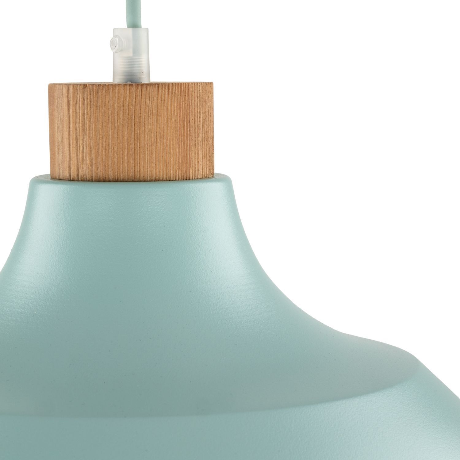 Lampe à suspendre métal bois Ø 34 cm rond menthe verte E27 Retro