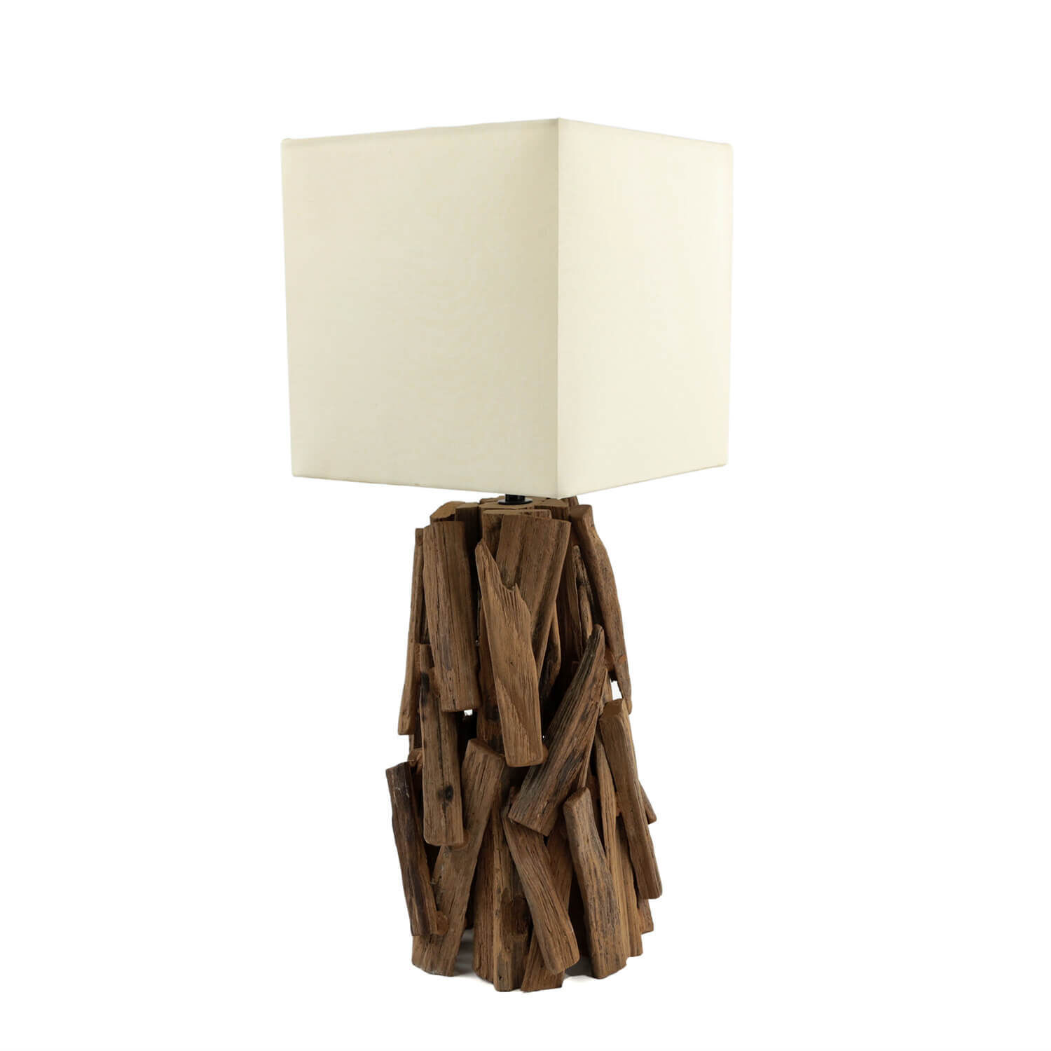 Lampe de table bois flotté tissu 53 cm table de nuit salon Lampe, Holz, Tischlampe