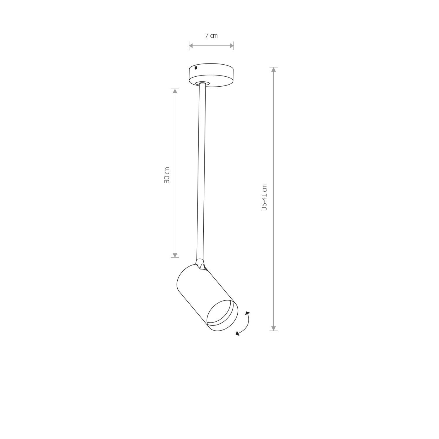 Plafonnier GU10 en laiton noir réglable H : 36 - 41 cm