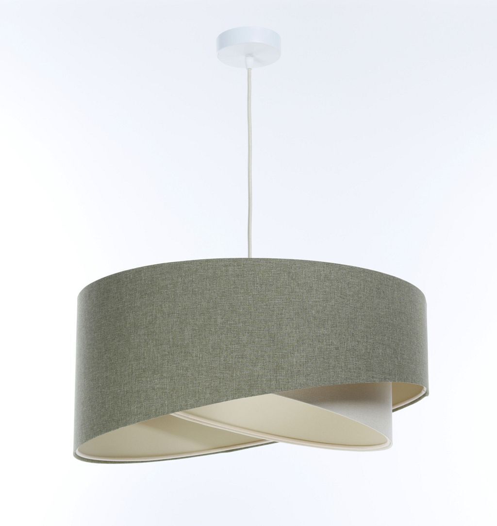 Suspension Tissu Vert Crème E27 ronde Ø 40 cm Moderne
