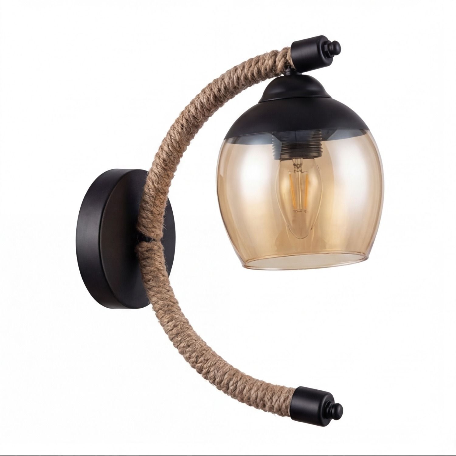 Wandlampe Metall Rauchglas E27 H: 30 cm Modern YLONA Wandlampe, Wandleuchte, Glühbirne, Rope-Lampe, Beleuchtung