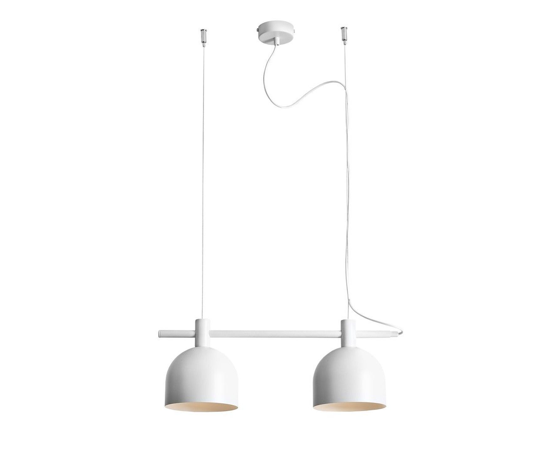 Lampe à suspendre 2 flammes E27 blanc métal allongé