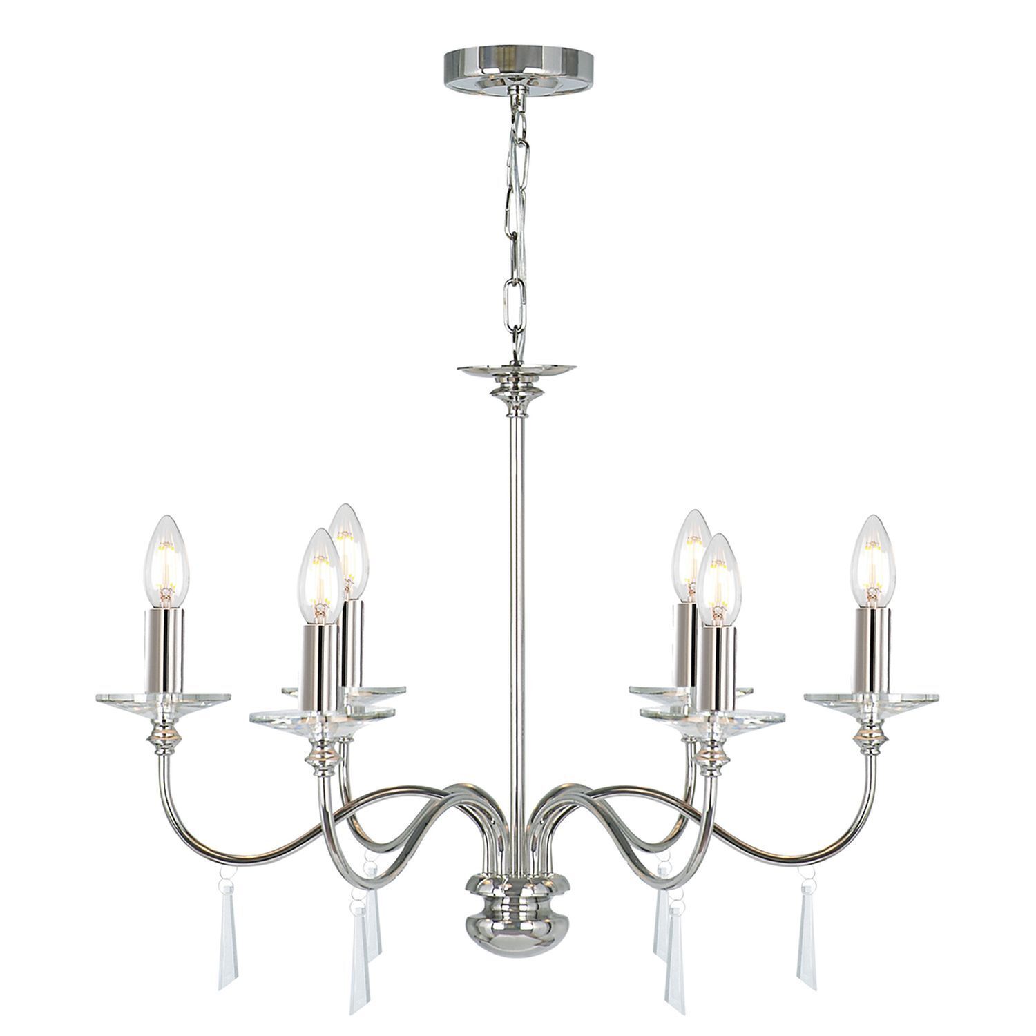 Lustre métal cristal 6 branches CANDELA 6