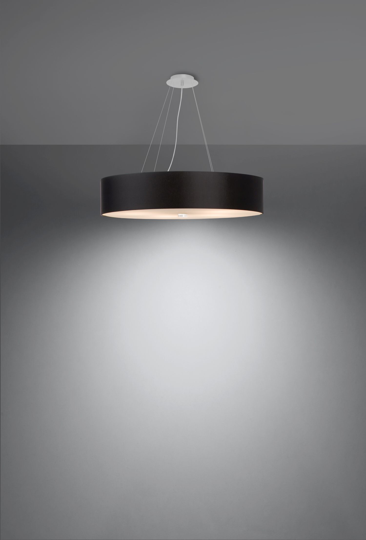 Suspension ronde Ø 60 cm Tissu Verre 5x E27 Noir