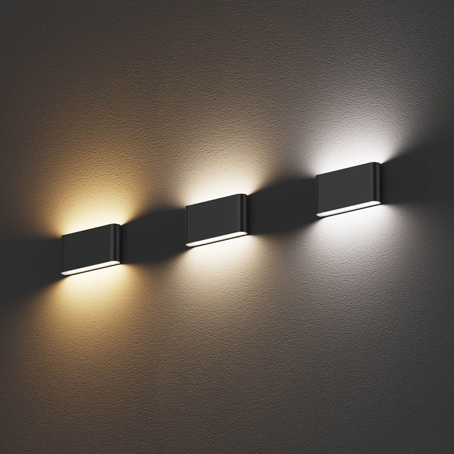 Applique murale LED extérieure IP65 Up Down Noir Changement de couleur