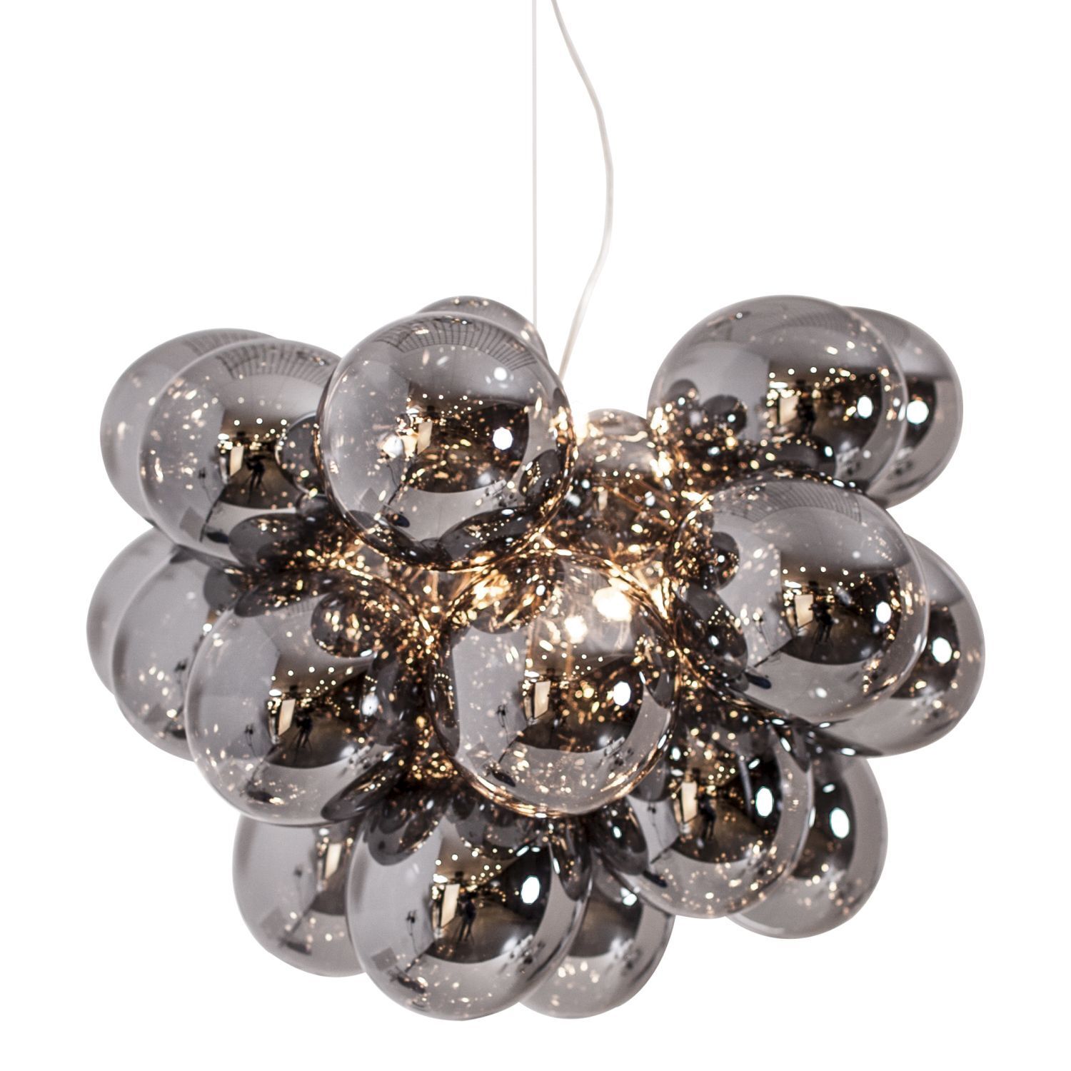 Lampe à suspendre verre fumé 62 cm de large 3-flamme G9