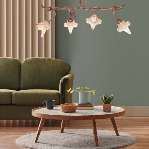 Orange Plafonnier Métal 4-flmg Rustique