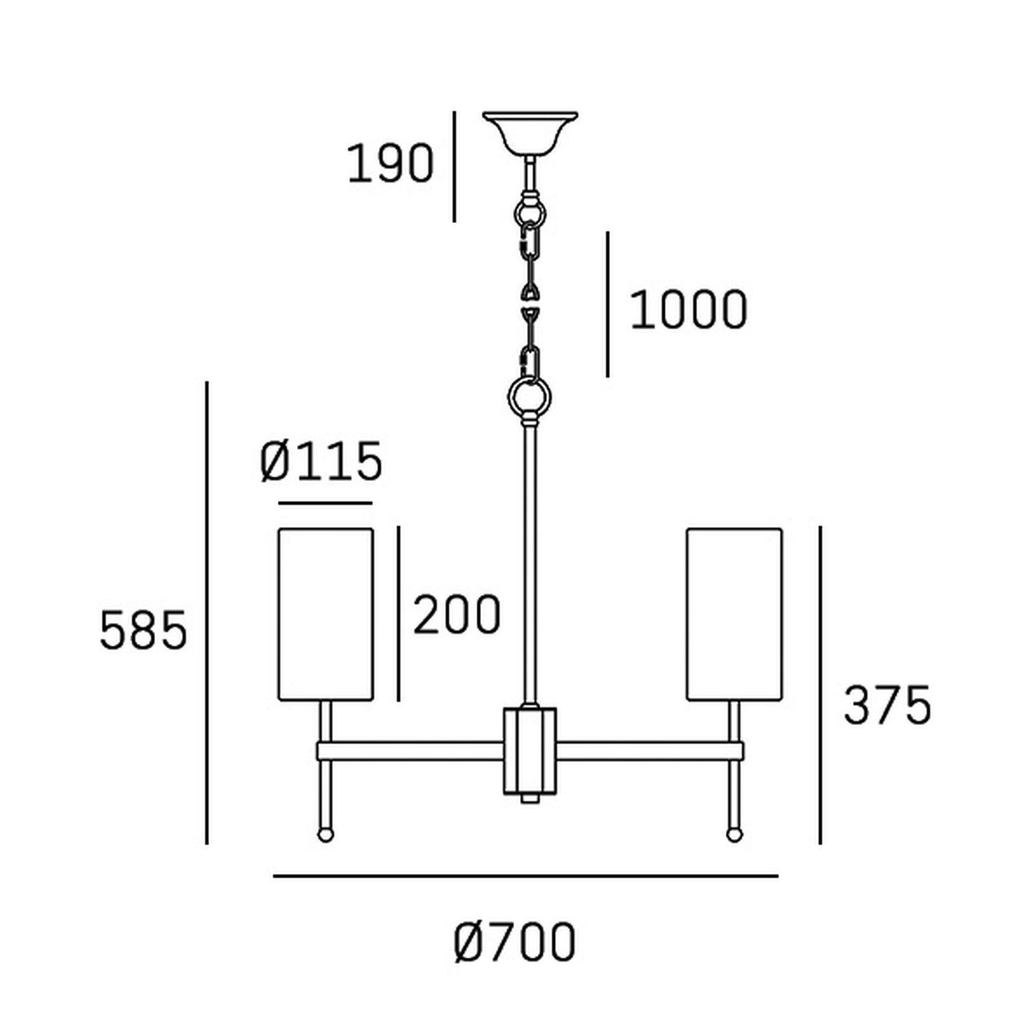 Kronleuchter Messing Weiß E14 B: 70 cm Metall Stoff mit Schirm