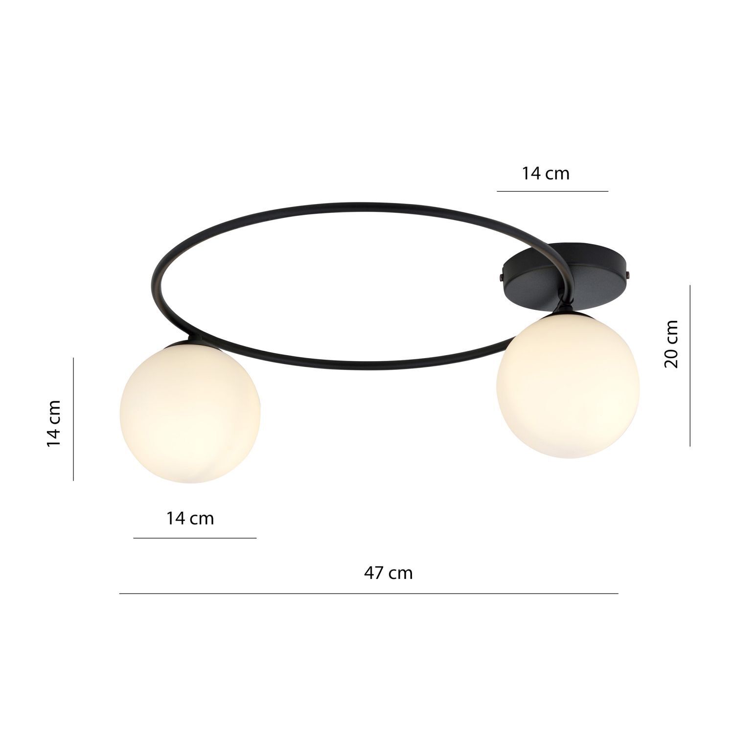 Plafonnier noir blanc E14 Ø 47 cm faible éblouissement