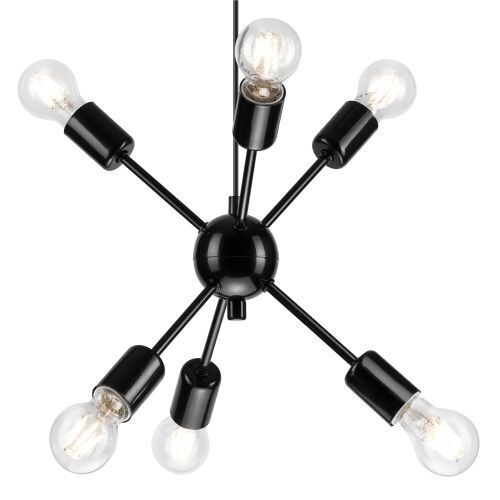 Lampe à suspendre de table noir métal 6-flmg