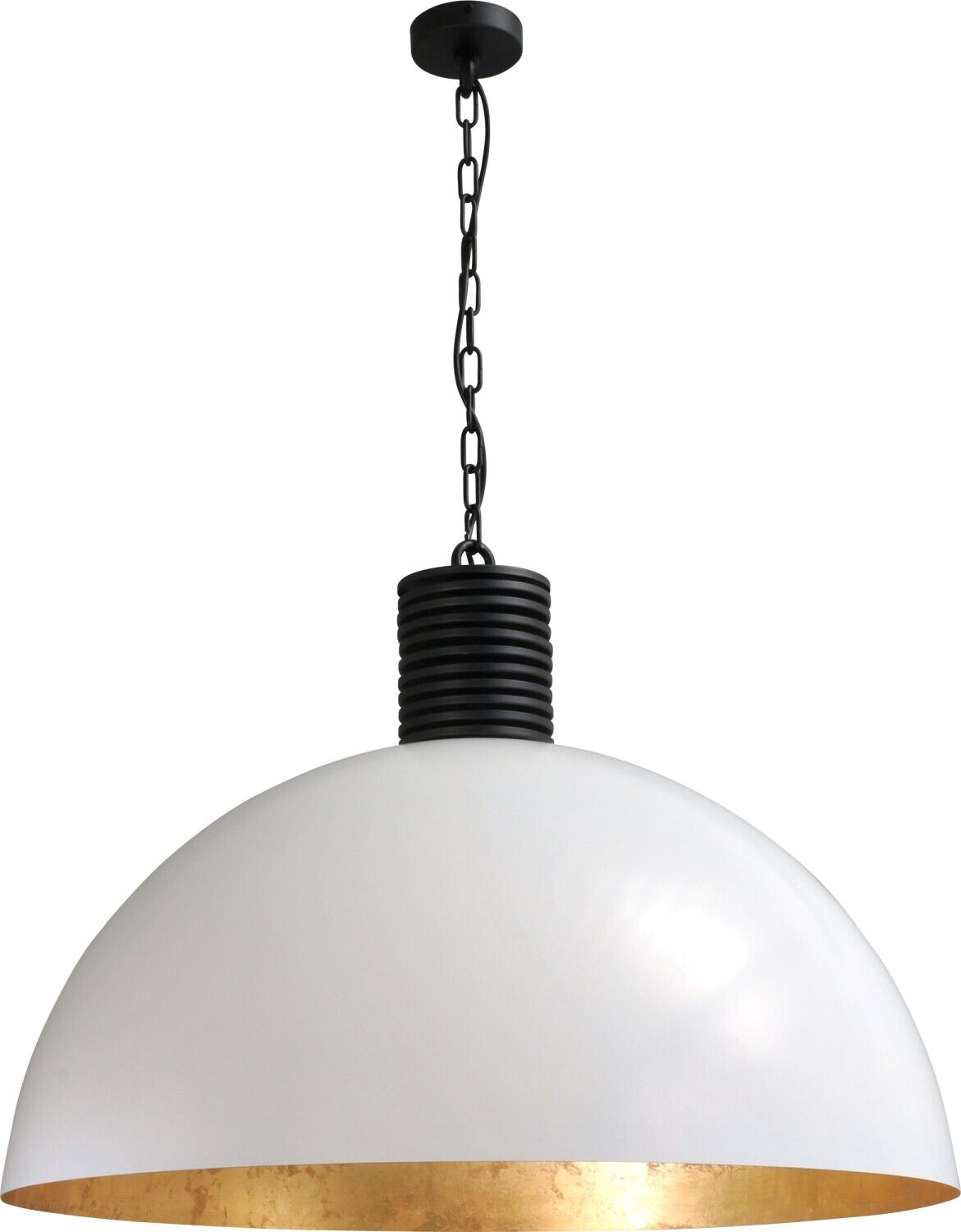 Suspension industrielle XXL Ø80cm blanc or LARINO