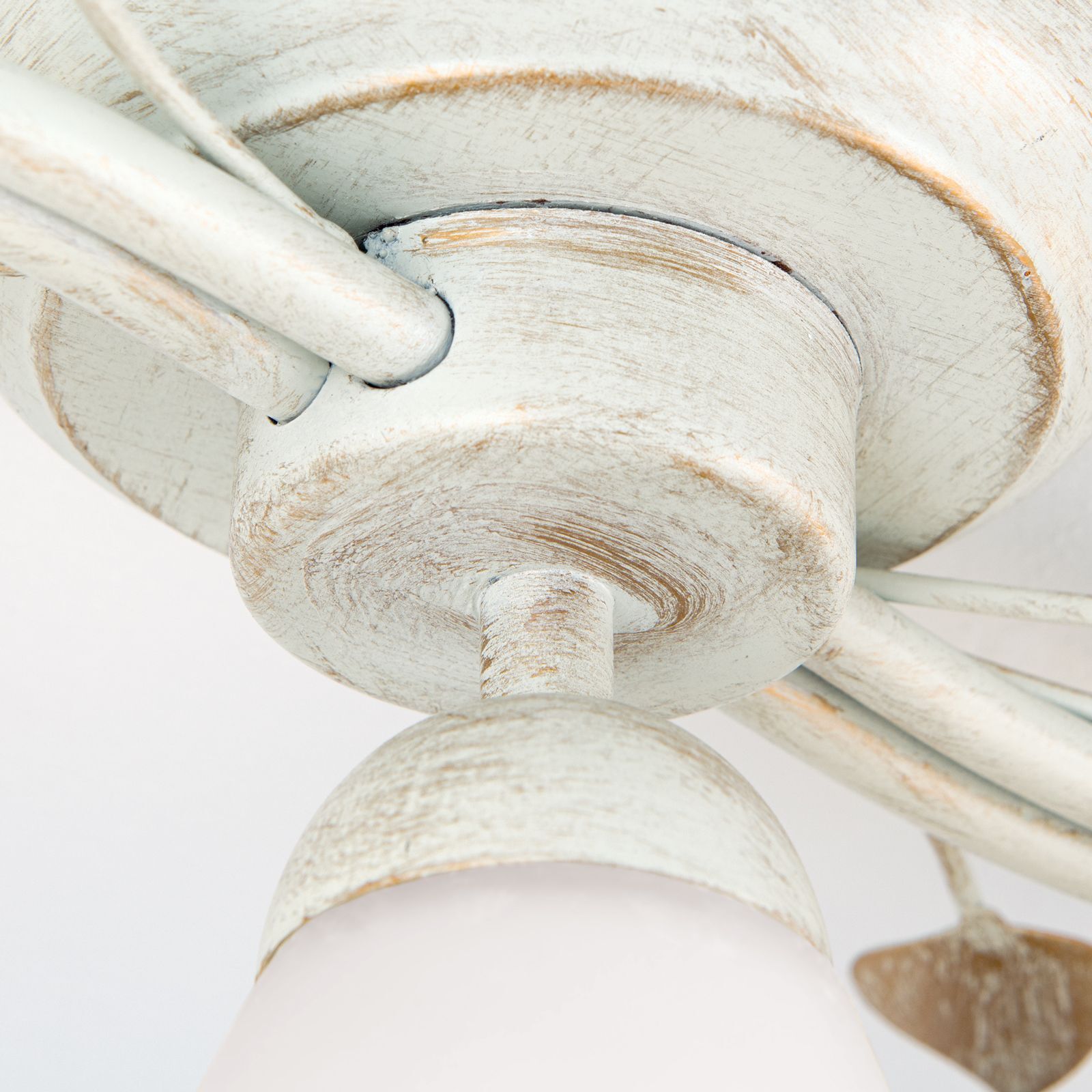 deckenlampe, metall, weiße patina, rosette, kugel-lampe