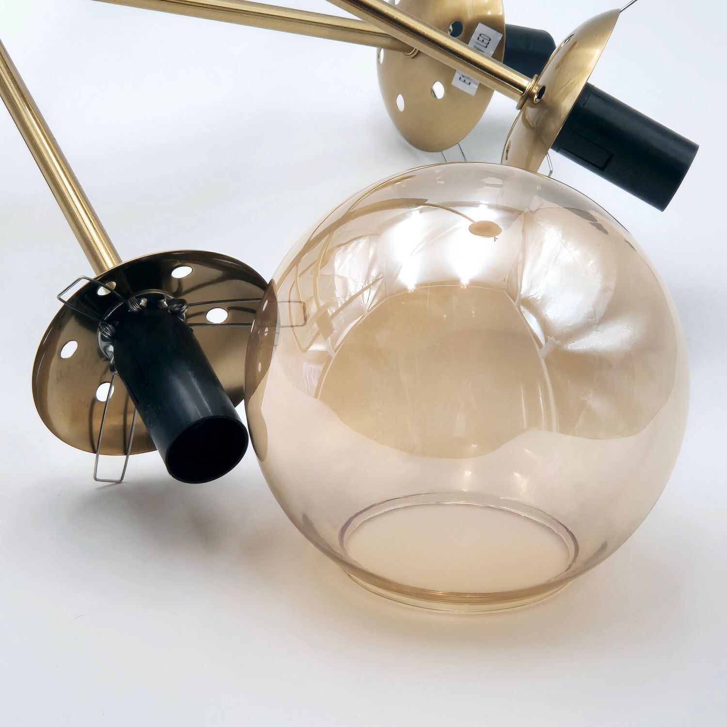 Plafonnier G9 métal verre 8 flammes L:68 cm en or