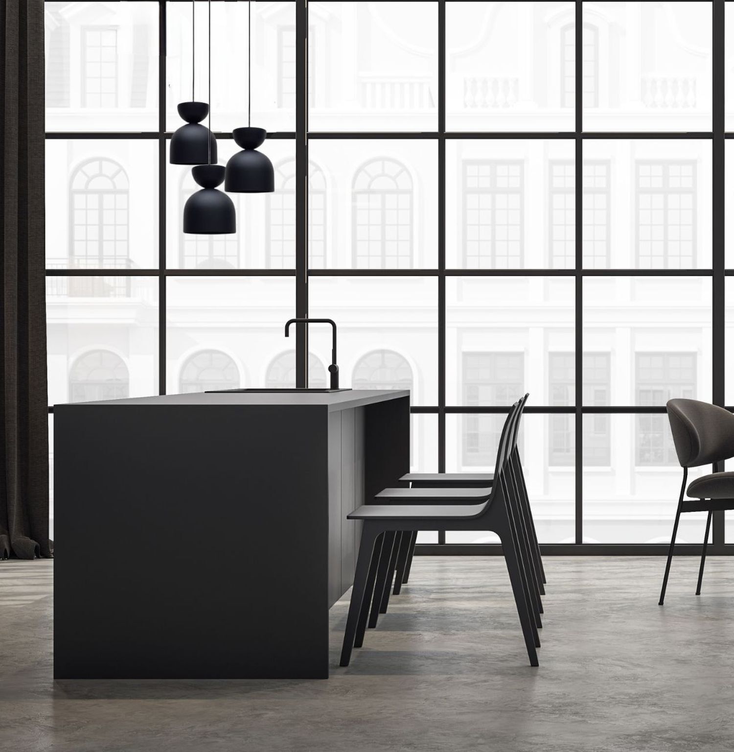 Lampe à suspendre ronde noire métal E27 Ø17 cm Intemporelle