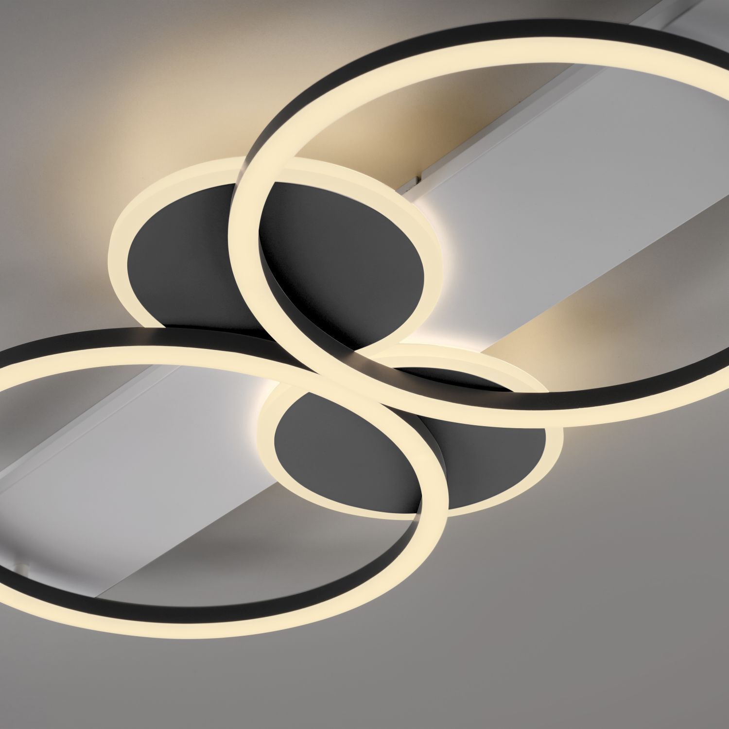 Lampe de plafonnier LED bois métal blanc noir 72 cm 25 W