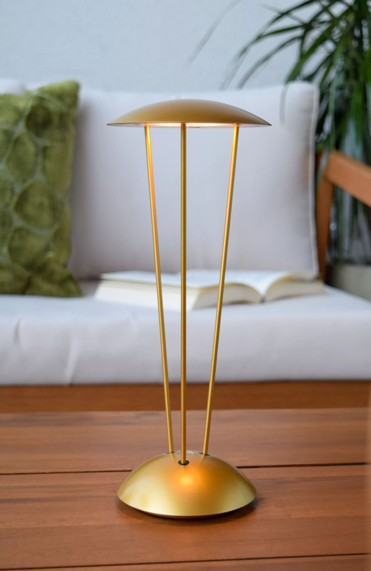 LED Akku Tischlampe Gold Ladestation IP54 2 W dimmbar Lampe