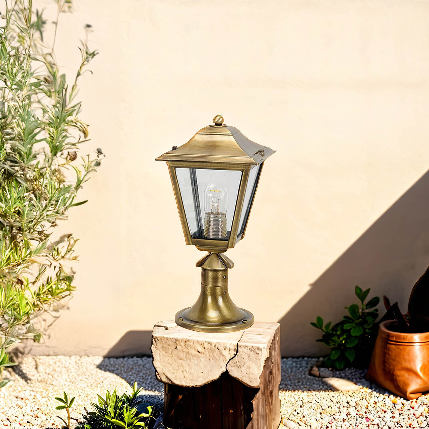 Lampe d'extérieur laiton massif Chemin de jardin H:36cm LIPSI