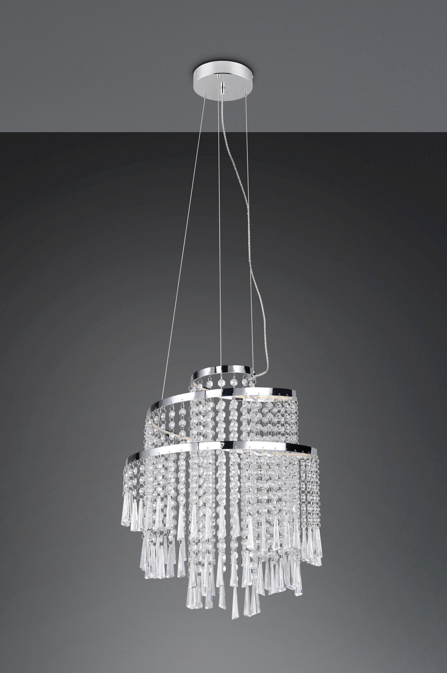 Lampe LED à suspendre avec télécommande à intensité variable Chrome Acrylique Leuchter, Lampe