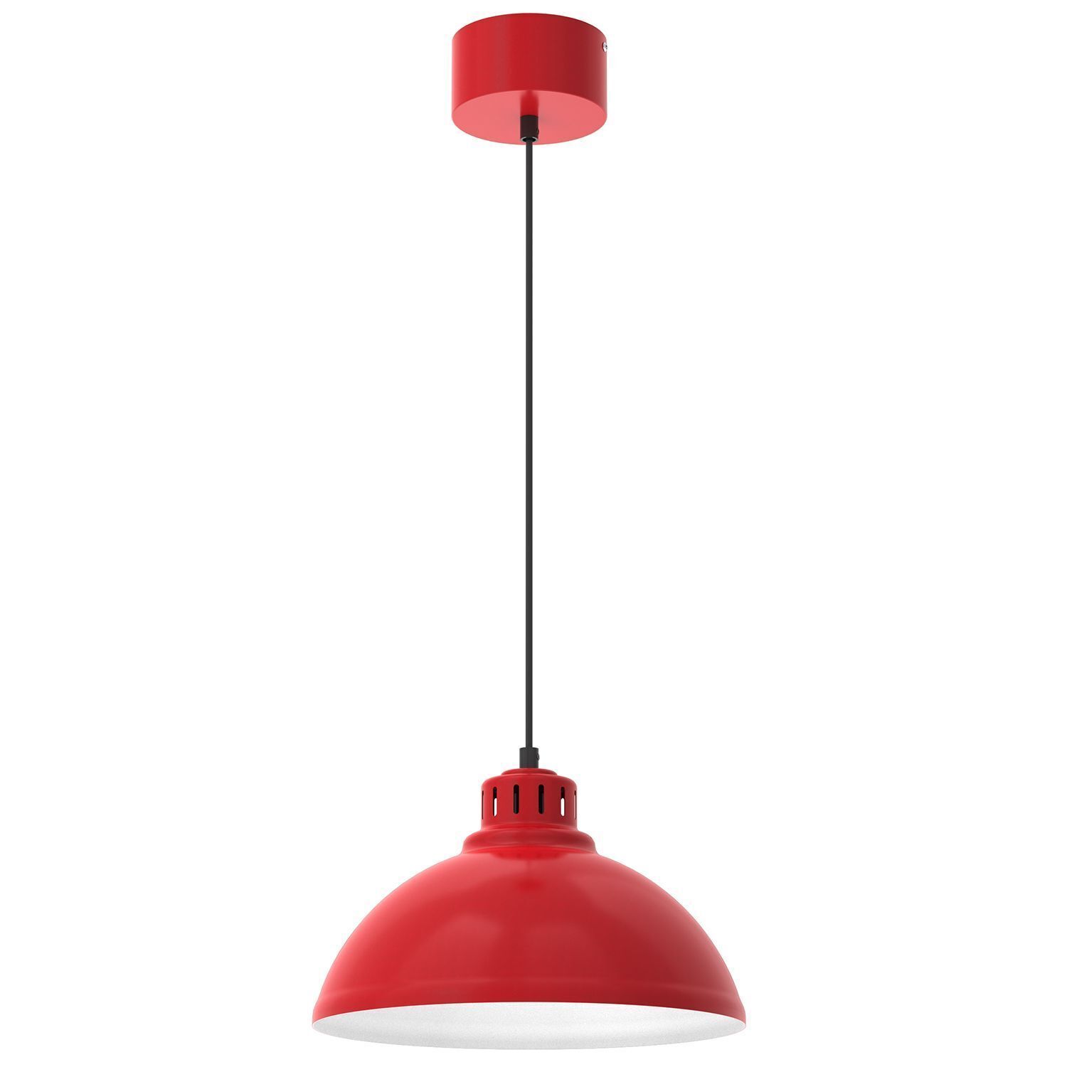 Loft Lampe à suspendre Rouge Blanc Métal Ø30 cm E27 accentué