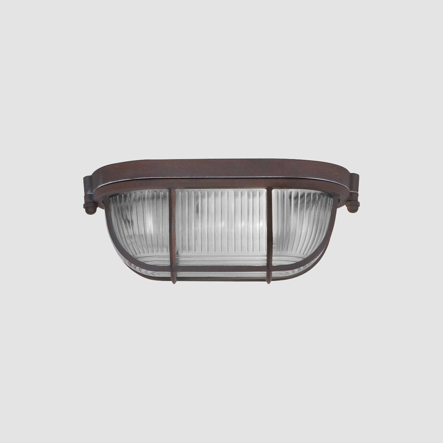 Lampe de plafond verre cannelé métal brun L:21 cm Industrie