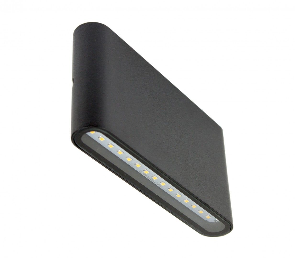 Lampe d'extérieur LED plate noire IP54 Up Down 3000K