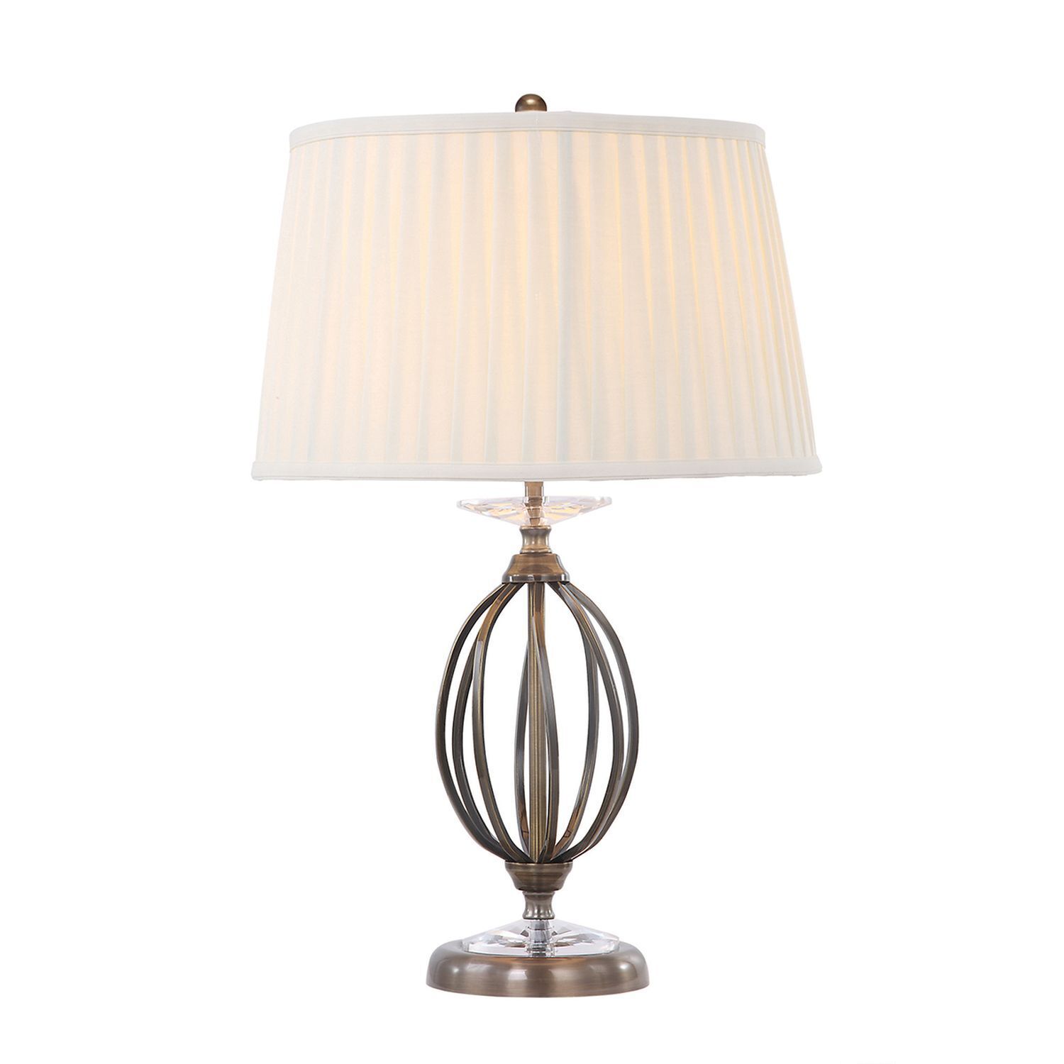 tischleuchte-tischlampe-candela-1-flammig-messing-antik-creme-klassisch-24-1 Tischlampe, Lampenfuß, Beiger Lampenschirm, Metall-Sockel, dekorativer Leuchtenkörper